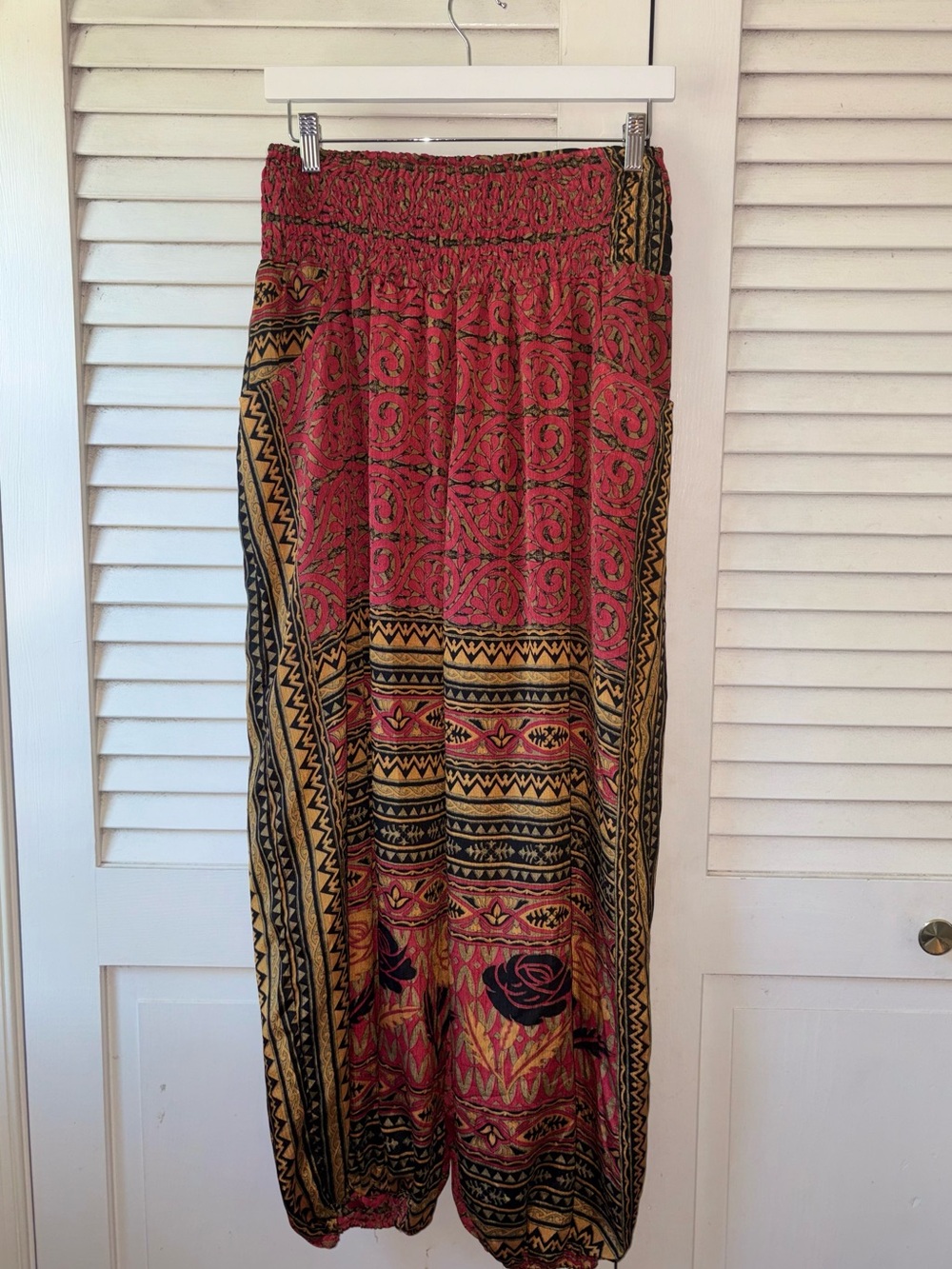 Earthbound Trading Co Boho Harem Pants L Paisley Print - Picture 2 of 4